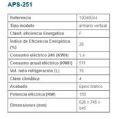 Armario Refrigerado APS-251 150L EDENOX