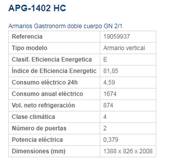 Armario Refrigerado Gastronorm GN2/1 APG-1402 2P EDENOX