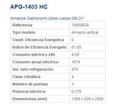 Armario Refrigerado Gastronorm GN2/1 APG-1403 1+2x1/2P EDENOX