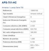 Armario Refrigerado APS-701 1P EDENOX
