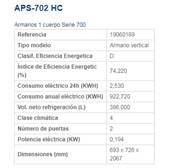 Armario Refrigerado  APS-702 HC  2x1/2P EDENOX