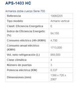 Armario Refrigerado APS-1403 HC 1+2x1/2P EDENOX