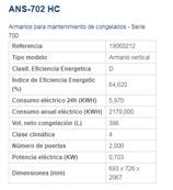 Armario Congelador ANS-702 HC 2x1/2 Puertas EDENOX